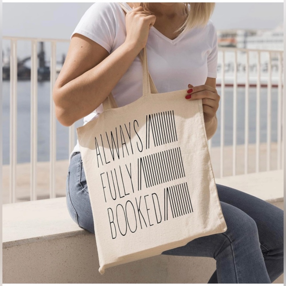 COPY - NWT “Always Fully Booked” canvas tote.